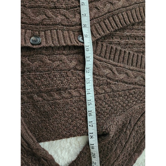 Y2K American Eagle Women's XS Brown V-Neck‎ Cable-Knit Button Front Cardigan - Picture 7 of 7